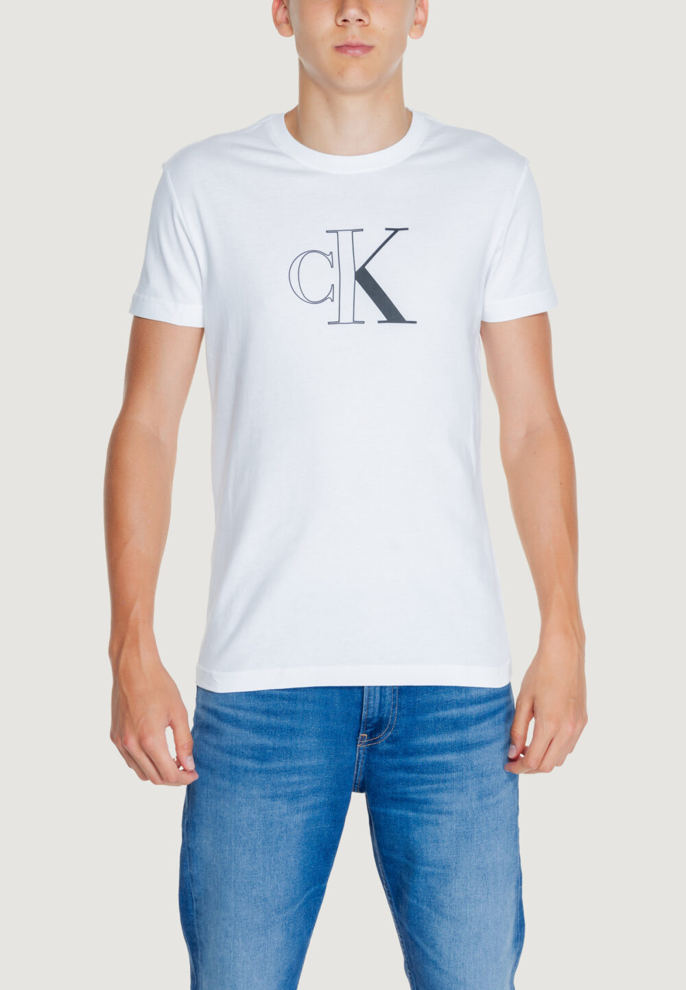 T-shirt Calvin Klein Jeans OUTLINE MONOLOGO TEE Bianco - Foto 1