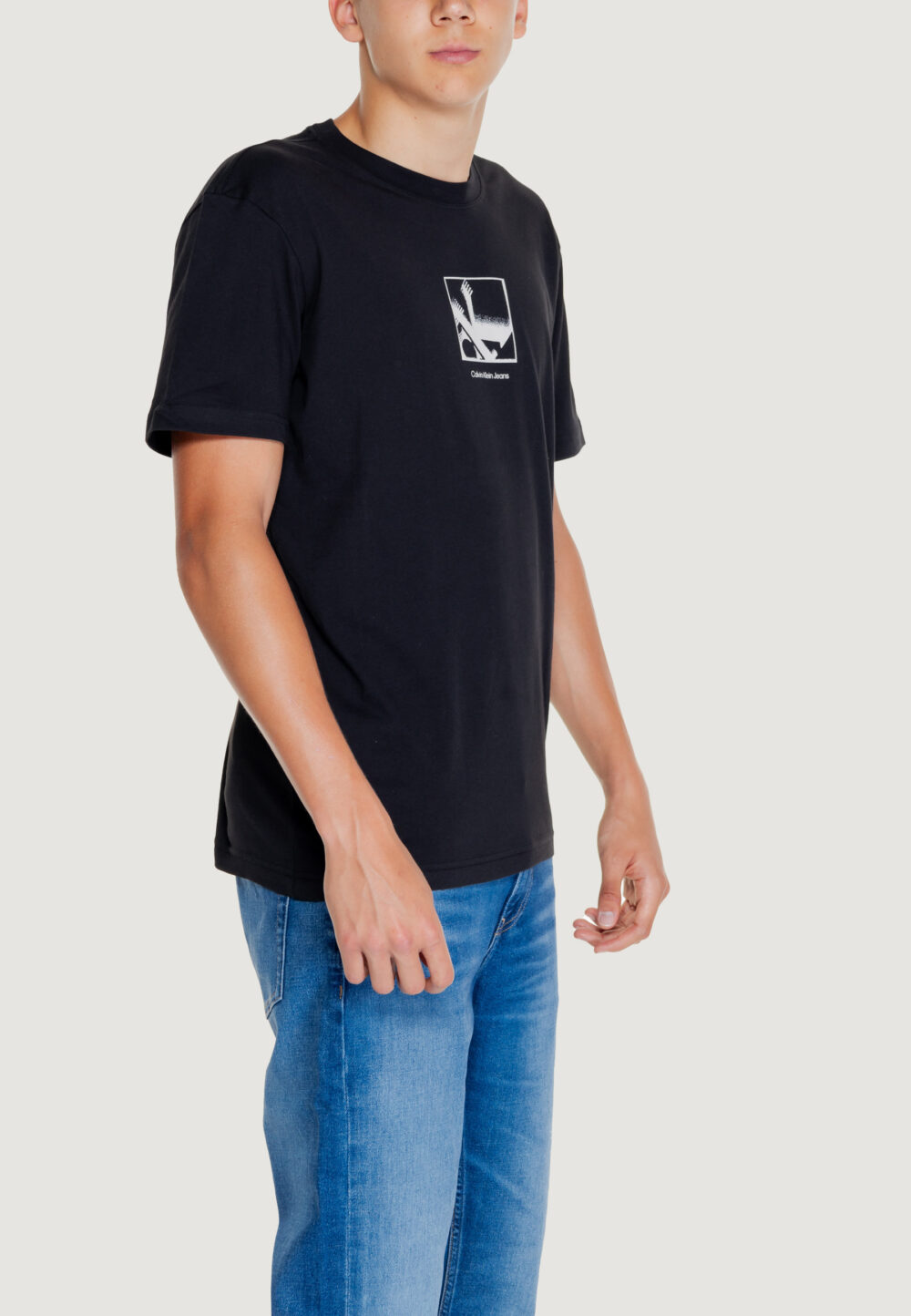 T-shirt Calvin Klein Jeans GRID BOX TEE Nero - Foto 4