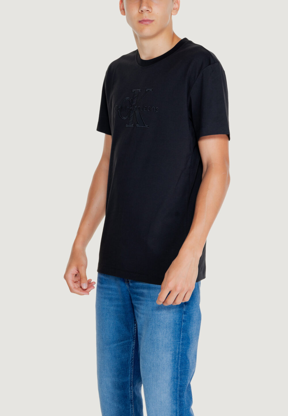T-shirt Calvin Klein Jeans MONOLOGO APPLIQUE Nero - Foto 3