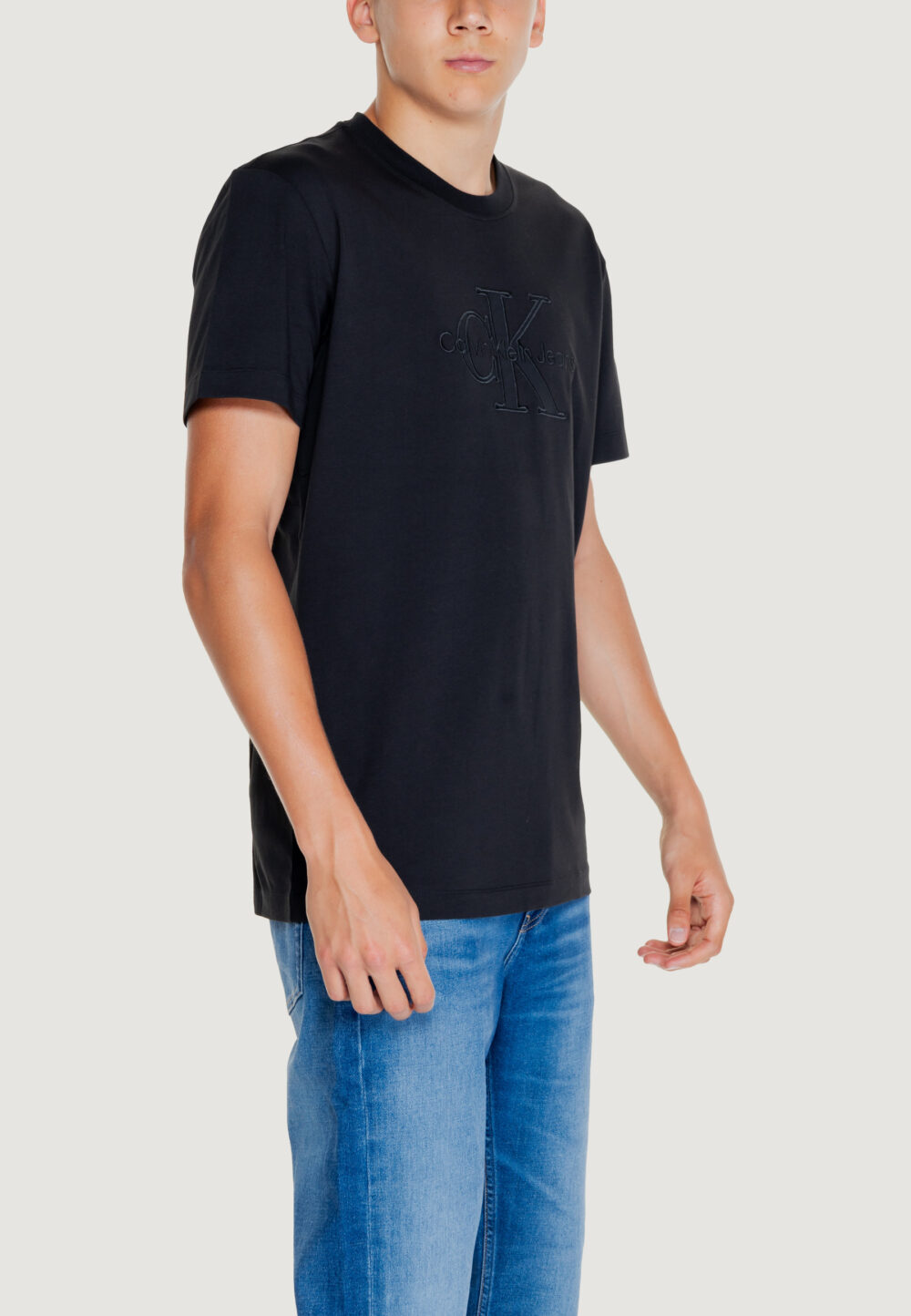 T-shirt Calvin Klein Jeans MONOLOGO APPLIQUE Nero - Foto 4