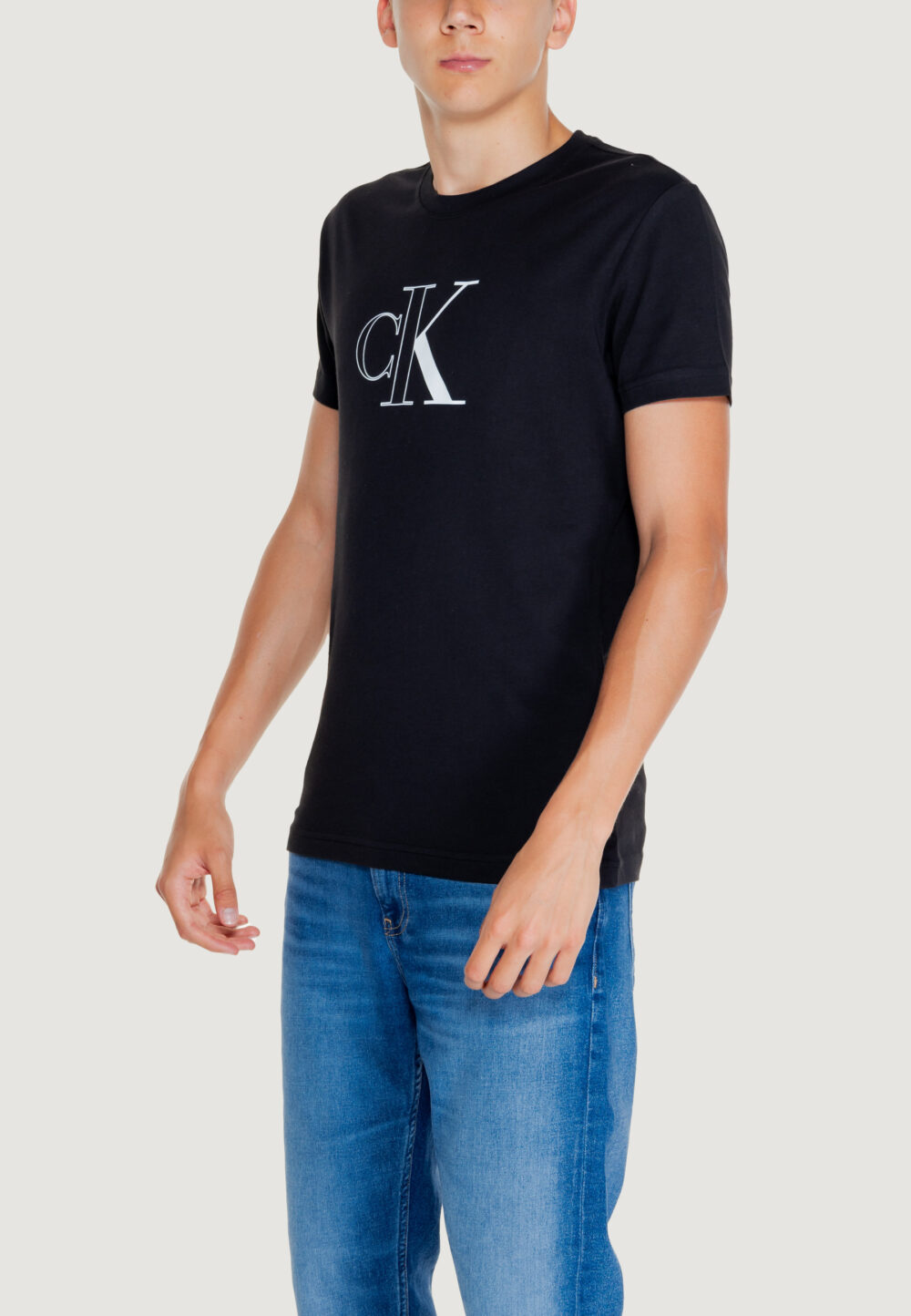 T-shirt Calvin Klein Jeans OUTLINE MONOLOGO TEE Nero - Foto 3