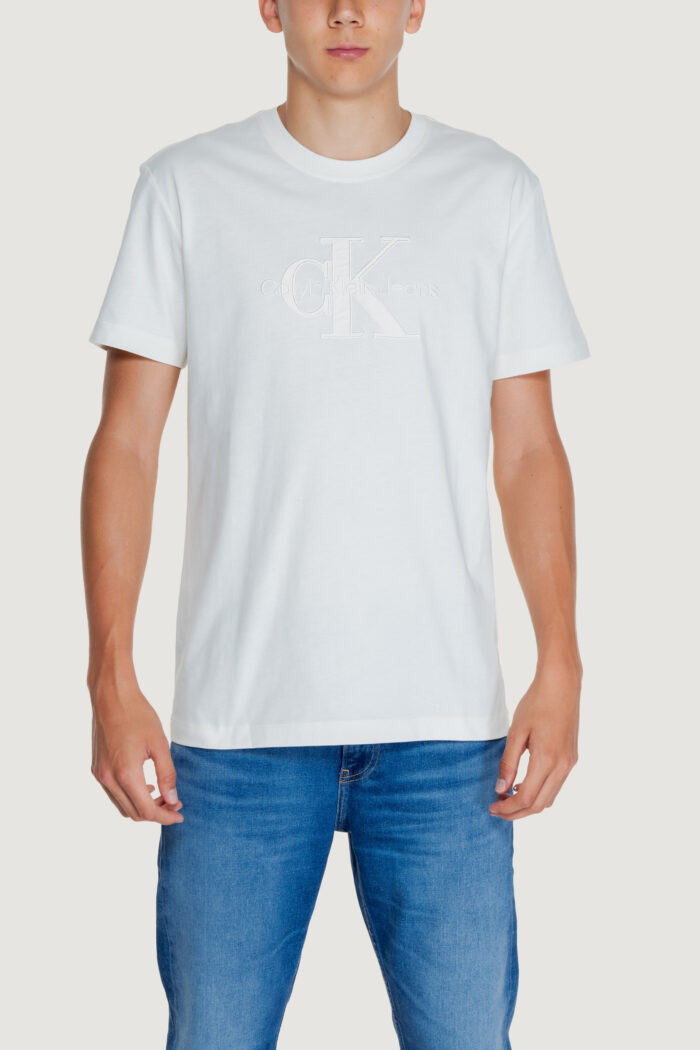 T-shirt Calvin Klein MONOLOGO APPLIQUE Panna