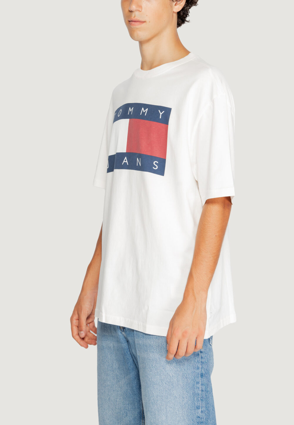 T-shirt Tommy Hilfiger Jeans TJM OVZ BIG FLAG TEE Bianco - Foto 3