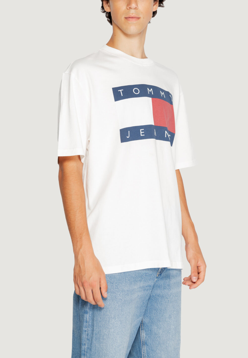 T-shirt Tommy Hilfiger Jeans TJM OVZ BIG FLAG TEE Bianco - Foto 4