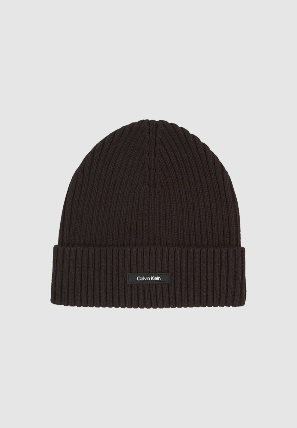 Berretto Calvin Klein CLASSIC COTTON RIB BEANIE Nero - Foto 1