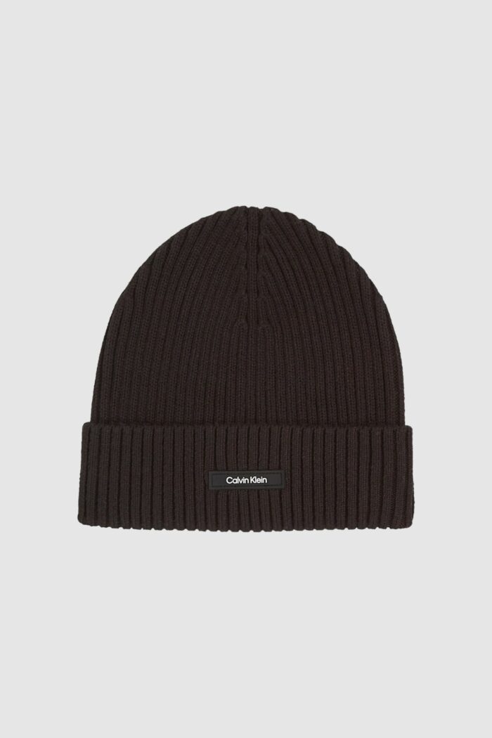 Berretto Calvin Klein CLASSIC COTTON RIB BEANIE Nero