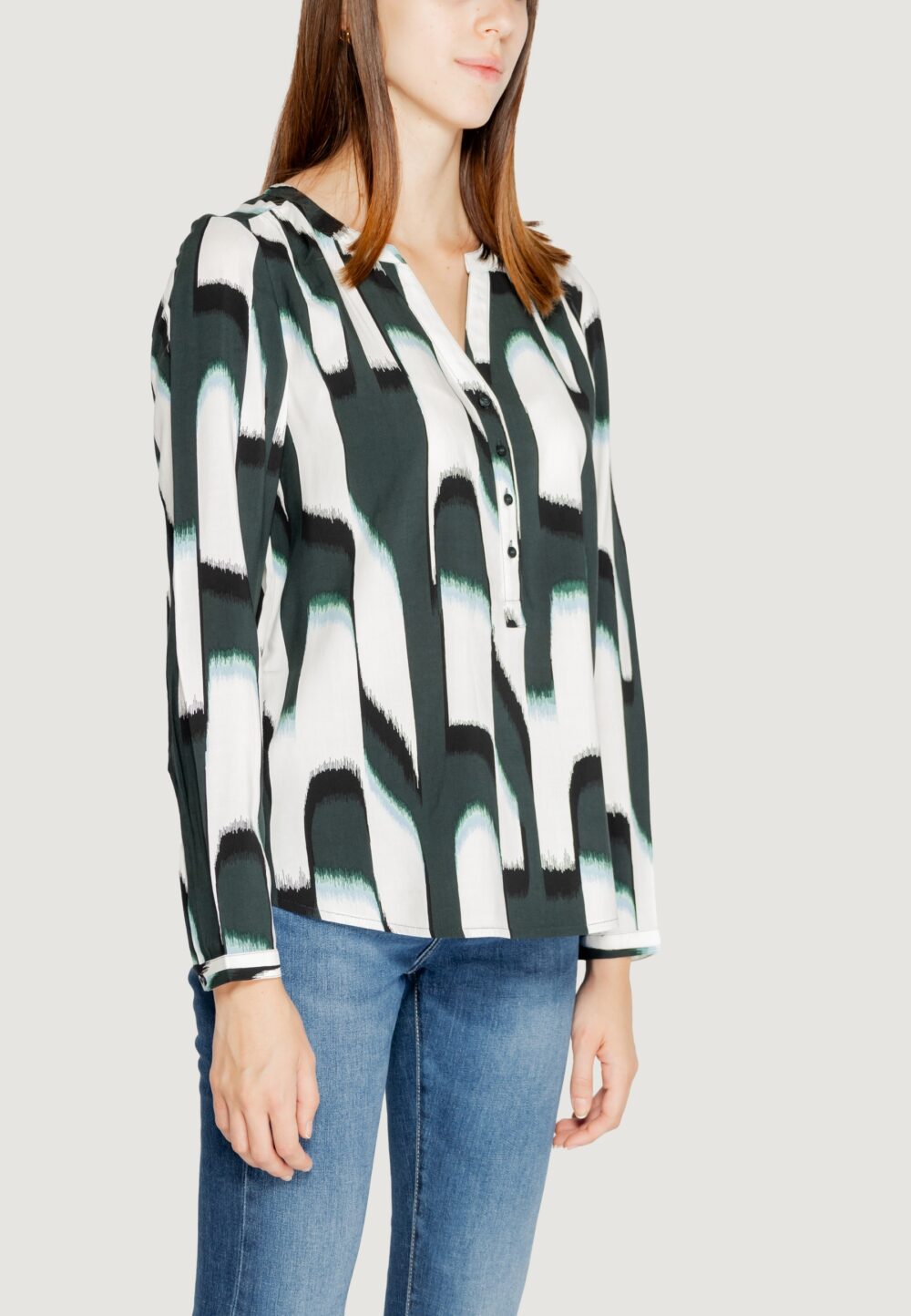 Bluse manica lunga Street One Bamika print Verde Scuro - Foto 4