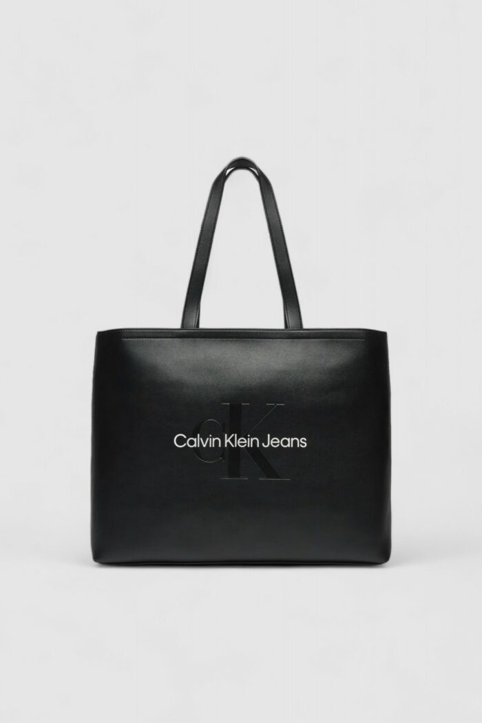 Borsa Calvin Klein SCULPTED SLIM TOTE34 MONO Black-White