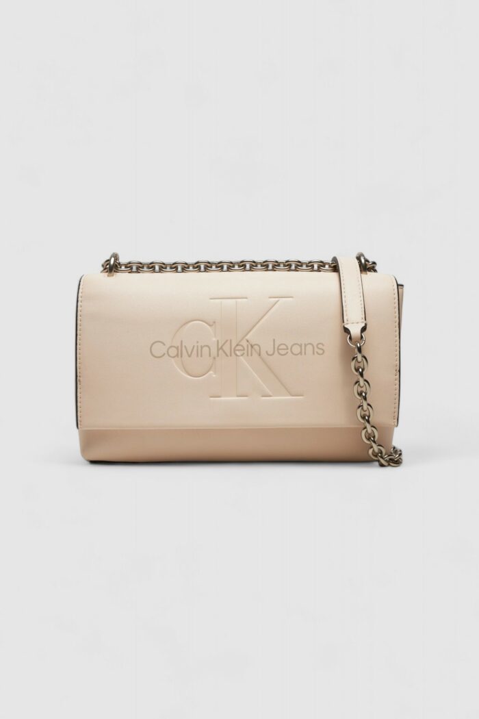 Borsa Calvin Klein SCULPTED EW FLAP W/CHAIN25 MONO Rosa Cipria