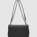 Borsa Calvin Klein Jeans SCULPTED EW FLAP25 DEBOSS Nero - Foto 5