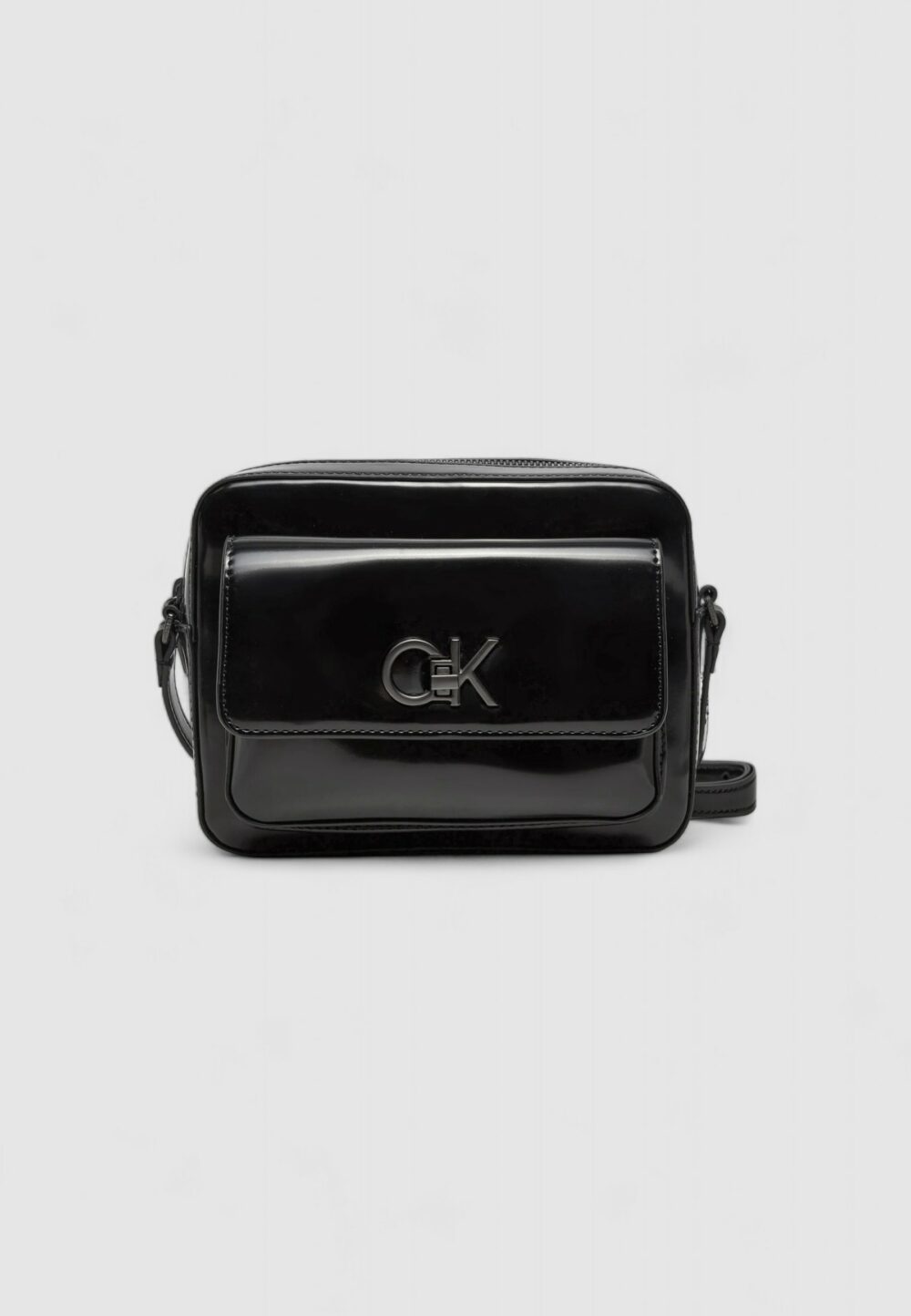 Borsa Calvin Klein RE-LOCK CAMERA BAG_SHINY Nero - Foto 1