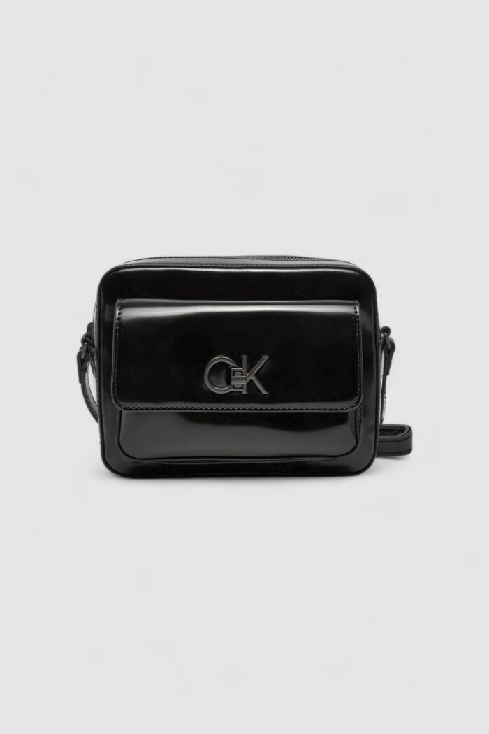 Borsa Calvin Klein RE-LOCK CAMERA BAG_SHINY Nero