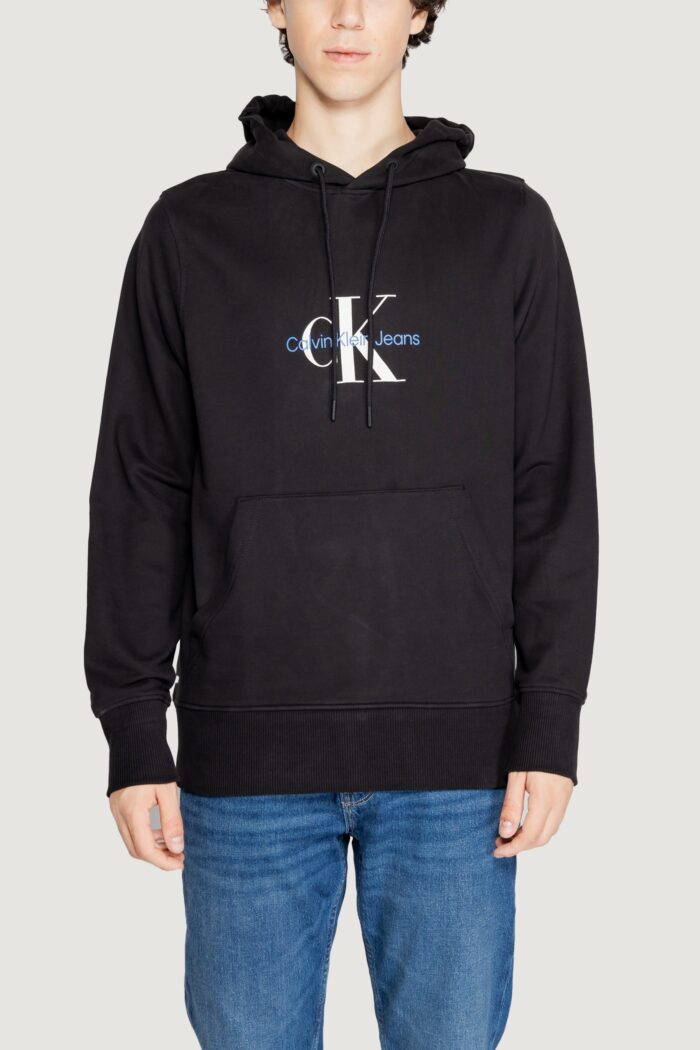 Felpa con cappuccio Calvin Klein DISTRESSED MONOLOGO Nero