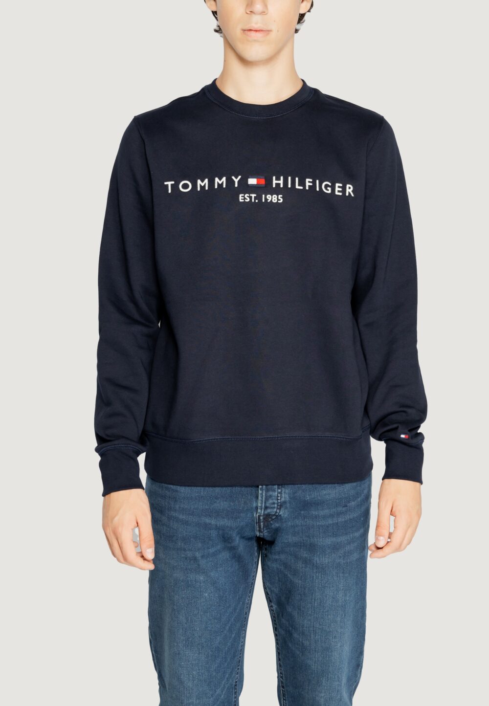 Felpa senza cappuccio Tommy Hilfiger TOMMY LOGO Blu - Foto 3