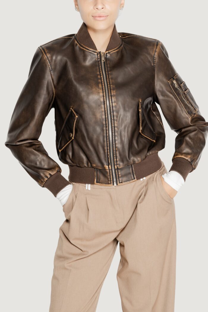 Giacchetto Only Onlhalli Faux Leather Bomber Cc Otw Marrone