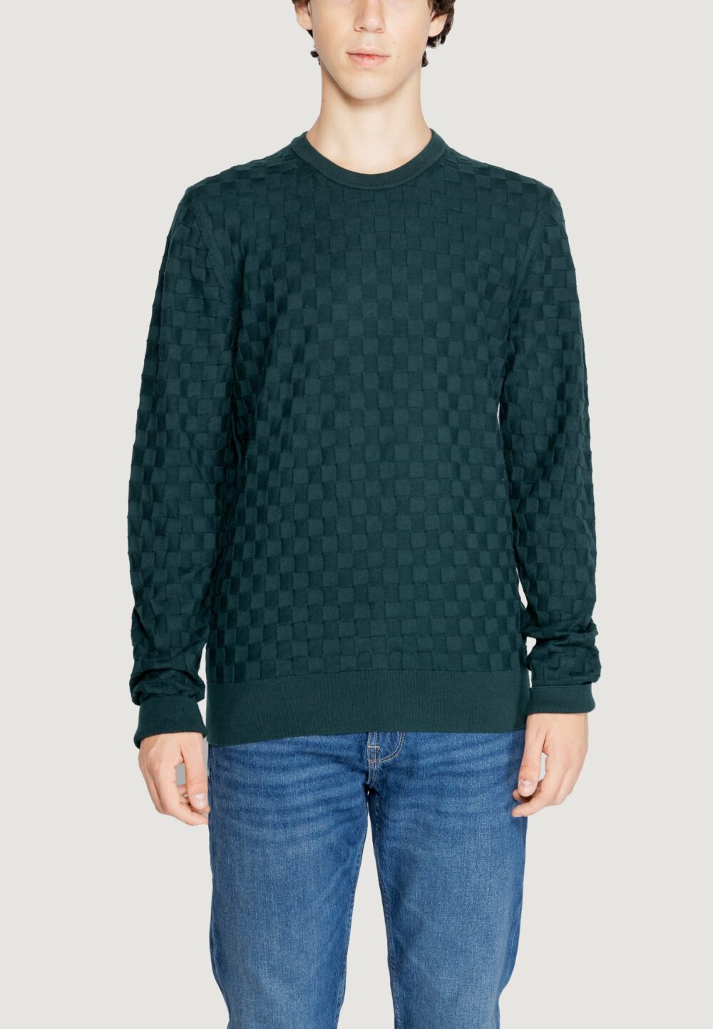 Maglia Calvin Klein BASKET WEAVE COTTON Verde Scuro - Foto 1