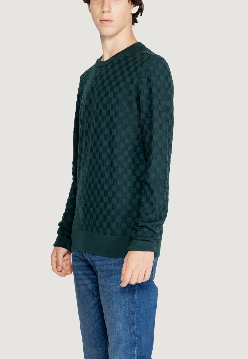 Maglia Calvin Klein BASKET WEAVE COTTON Verde Scuro - Foto 2