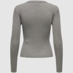 Maglia Jacqueline de Yong JDYPLUM LUREX L/S O-NECK PULLOVER KNT Grigio - Foto 2