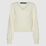 Maglia Vero Moda VMHOLLYKARIS LS V-NECK PULLOVER BOO Crema - Foto 1