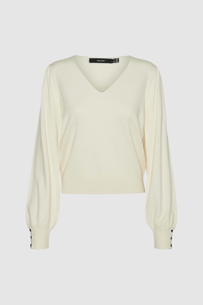 Maglia Vero Moda VMHOLLYKARIS LS V-NECK PULLOVER BOO Crema