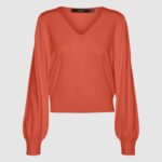 Maglia Vero Moda VMHOLLYKARIS LS V-NECK PULLOVER BOO Ruggine - Foto 1