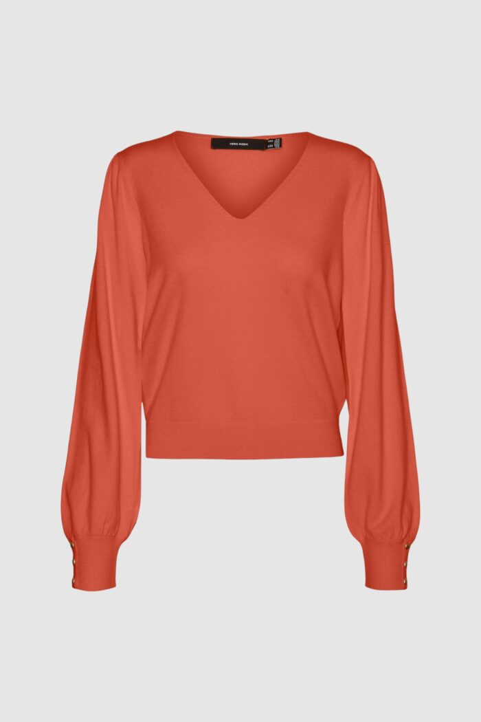 Maglia Vero Moda VMHOLLYKARIS LS V-NECK PULLOVER BOO Ruggine