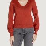 Maglia Vero Moda VMHOLLYKARIS LS V-NECK PULLOVER BOO Ruggine - Foto 2