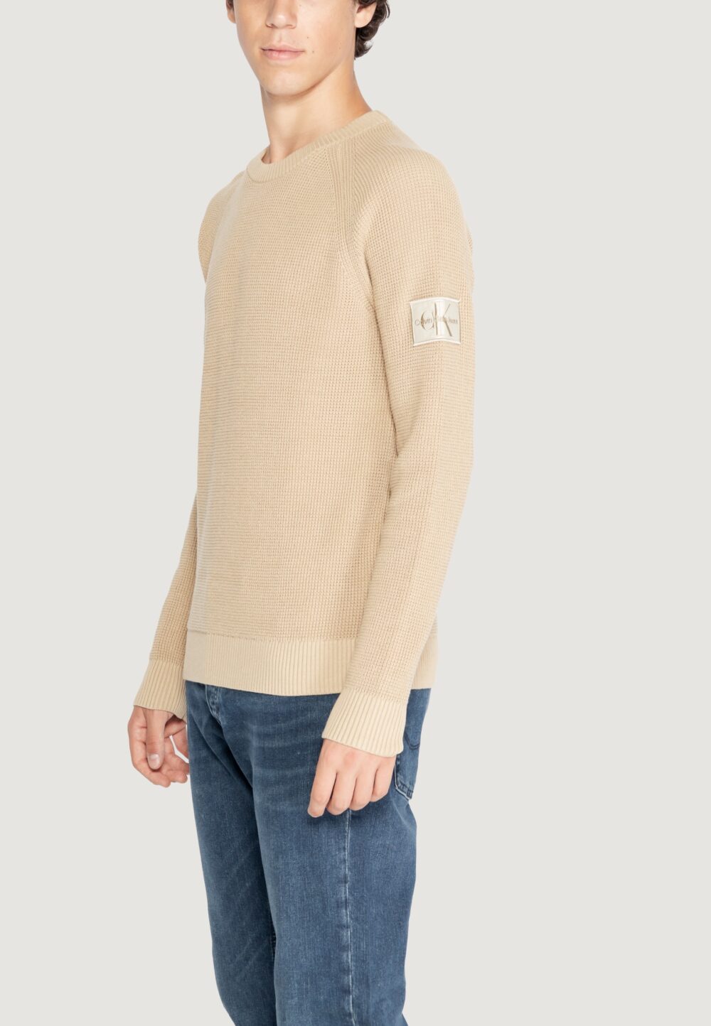 Maglione Calvin Klein BADGE EASY Beige - Foto 1