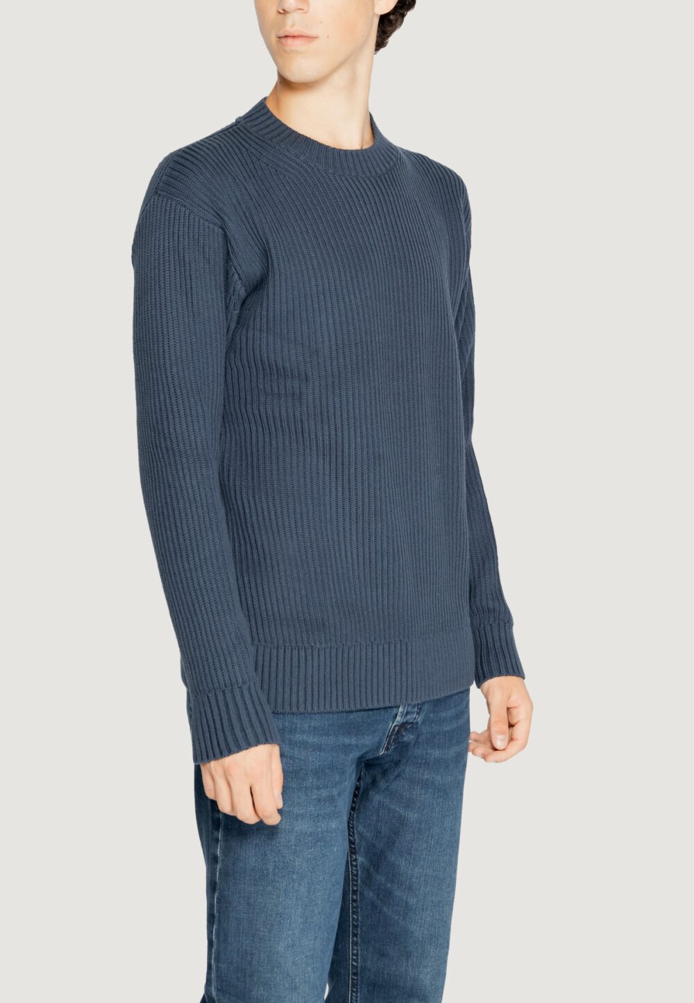 Maglione Calvin Klein RELAXED LINEAR Petrolio - Foto 4