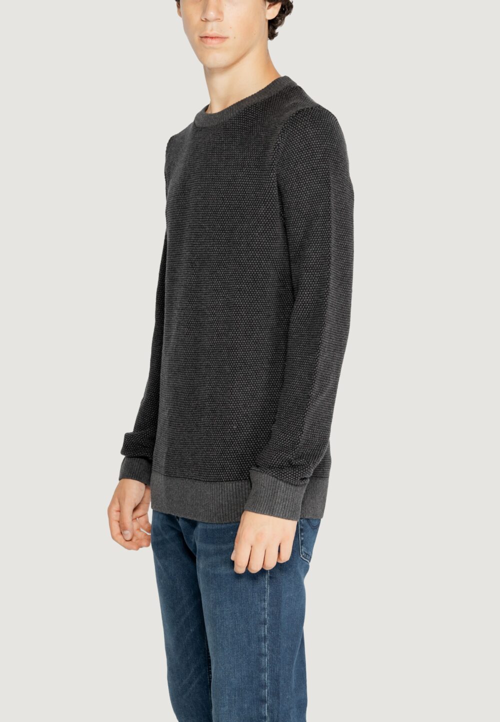 Maglione Jack Jones Jjeglobe Knit Crew Neck Noos Grigio Scuro - Foto 2