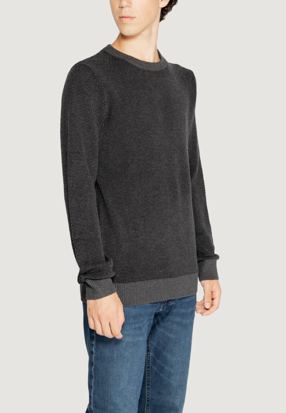 Maglione Jack Jones Jjeglobe Knit Crew Neck Noos Grigio Scuro - Foto 3