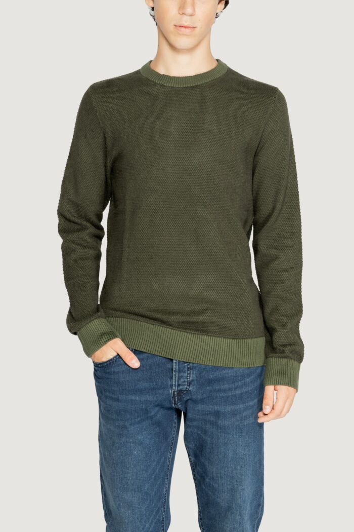 Maglione Jack Jones Jjeglobe Knit Crew Neck Noos Verde Scuro