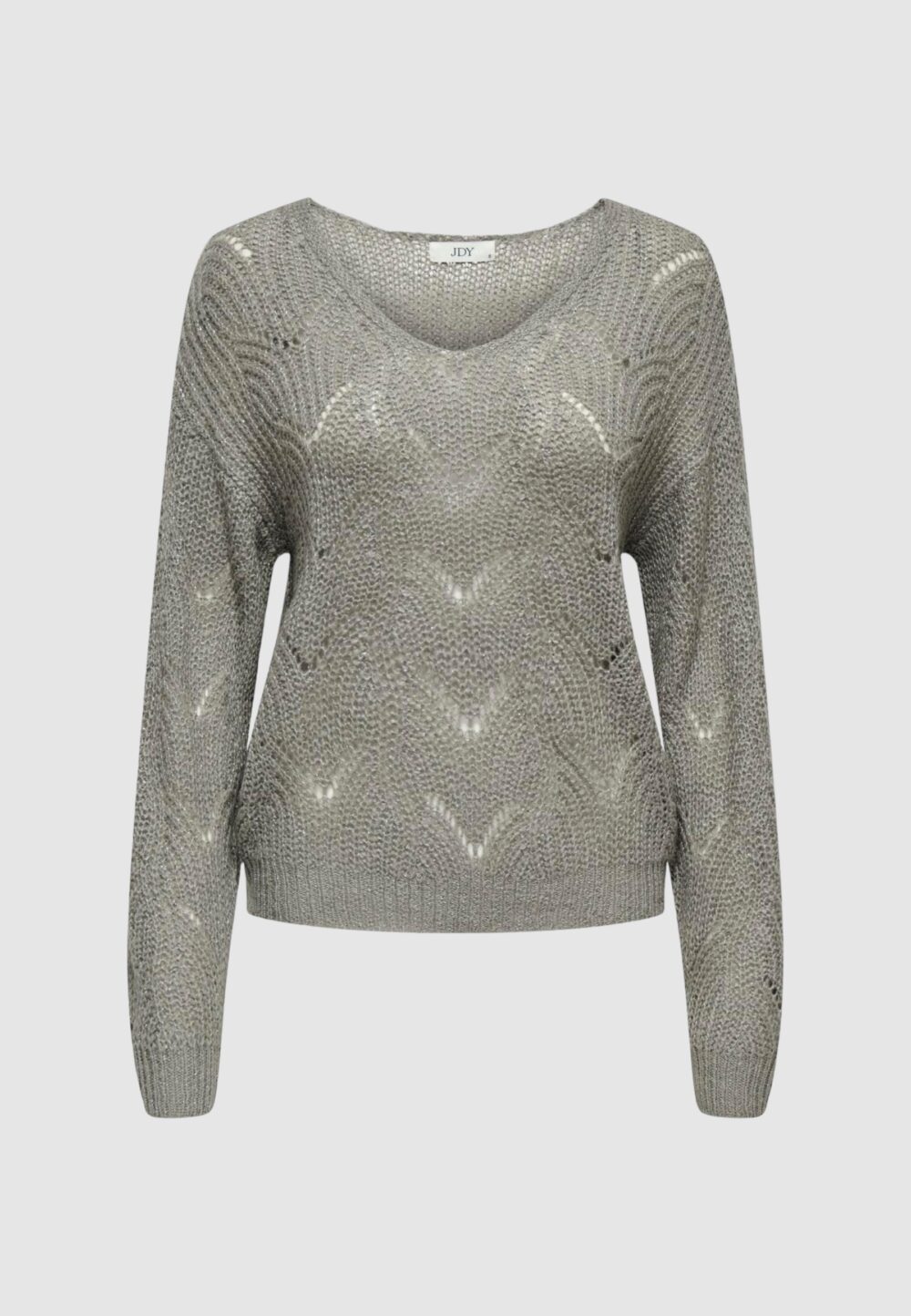 Maglione Jacqueline de Yong JDYBADUT L/S V-NECK STRUC GLITT PULL KNT Grigio - Foto 1