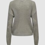 Maglione Jacqueline de Yong JDYBADUT L/S V-NECK STRUC GLITT PULL KNT Grigio - Foto 2