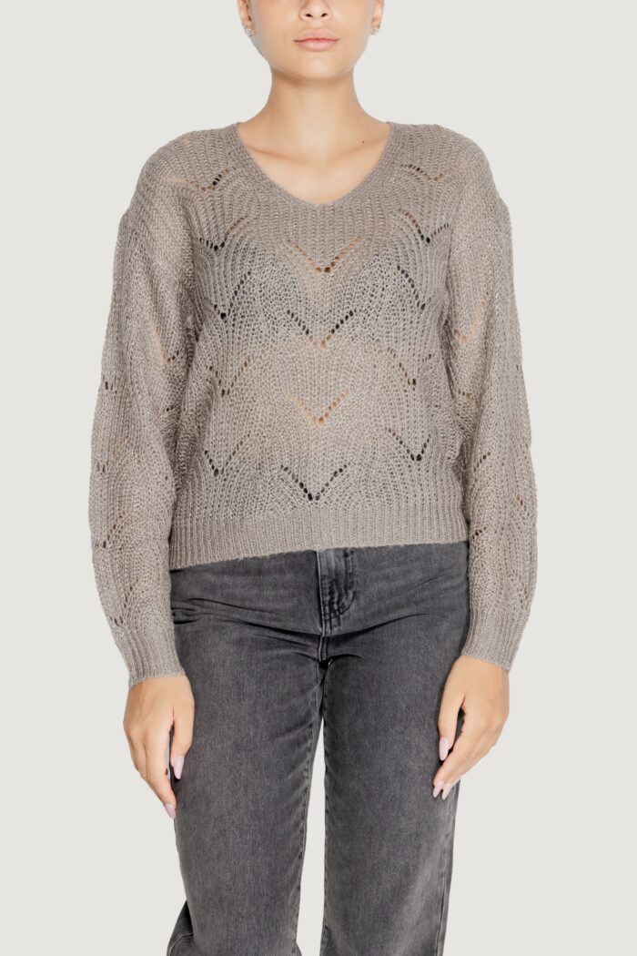 Maglione Jacqueline De Yong JDYBADUT L/S V-NECK STRUC GLITT PULL KNT Grigio