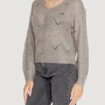 Maglione Jacqueline de Yong JDYBADUT L/S V-NECK STRUC GLITT PULL KNT Grigio - Foto 4