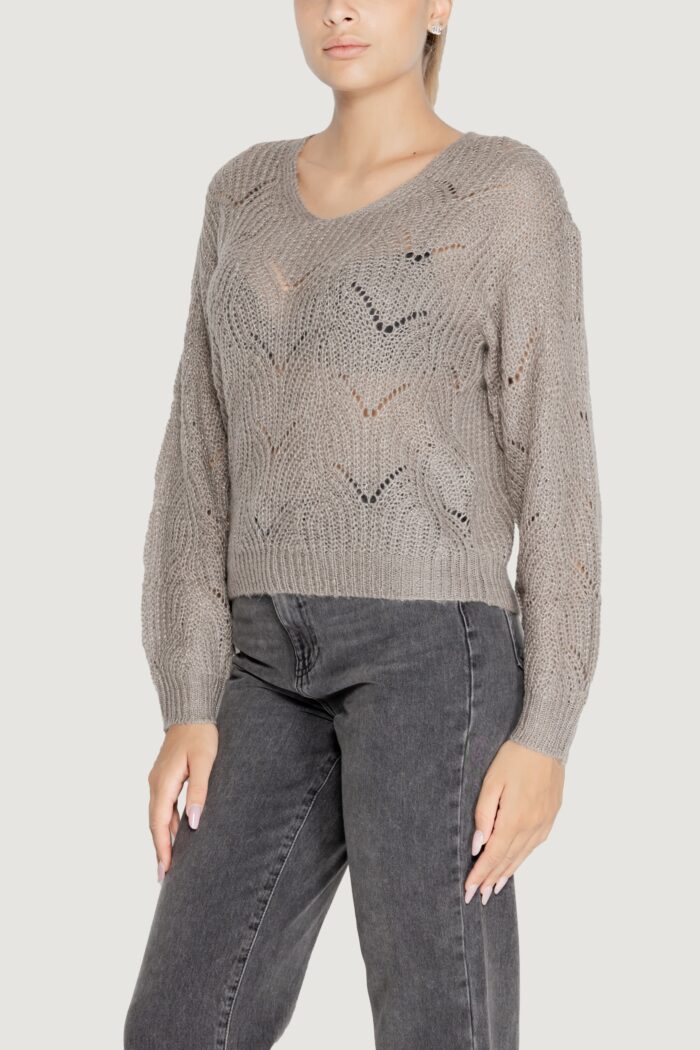 Maglione Jacqueline De Yong JDYBADUT L/S V-NECK STRUC GLITT PULL KNT Grigio