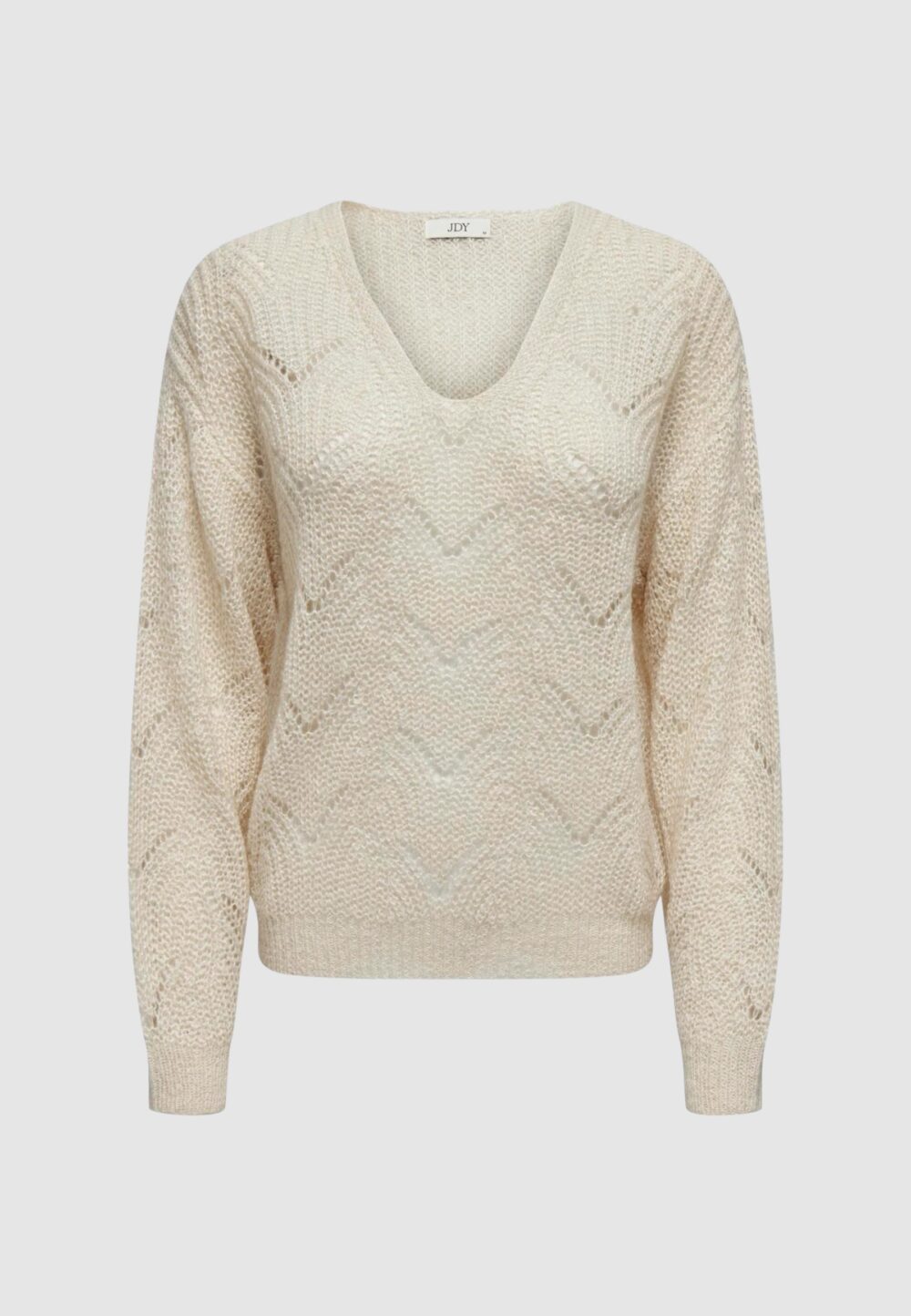 Maglione Jacqueline de Yong JDYBADUT L/S V-NECK STRUC GLITT PULL KNT Panna - Foto 1