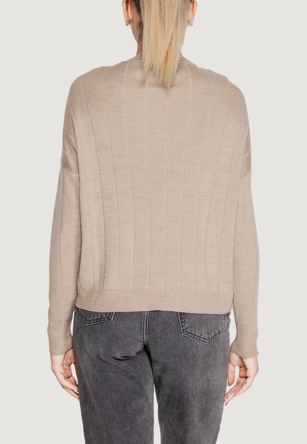 Maglione Only ONLTESS LS O-NECK KNT Beige - Foto 3