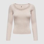 Maglione Only ONLEMMA LS V-NECK PEARL KNT Beige chiaro - Foto 1