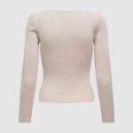 Maglione Only ONLEMMA LS V-NECK PEARL KNT Beige chiaro - Foto 2