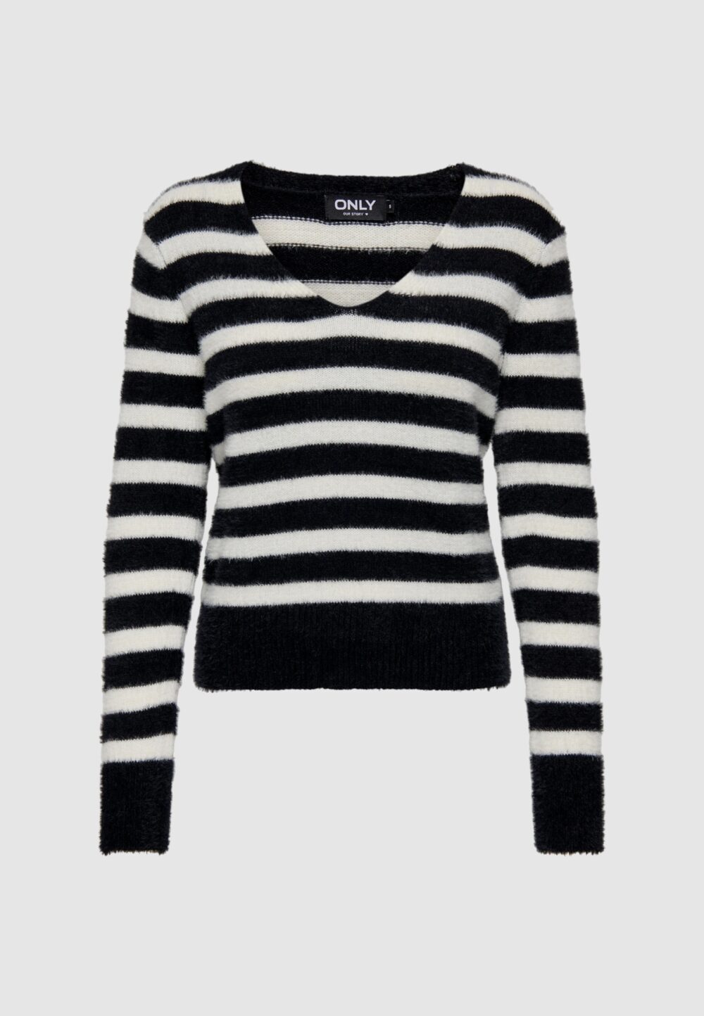 Maglione Only ELLA PIUMO LS V-NECK CC KNT Black-White - Foto 1