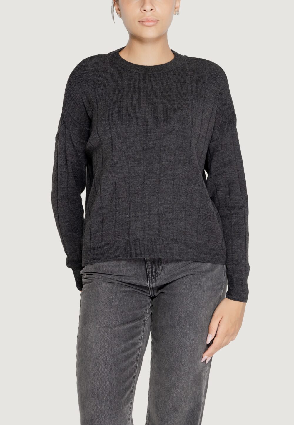 Maglione Only ONLTESS LS O-NECK KNT Grigio Scuro - Foto 1