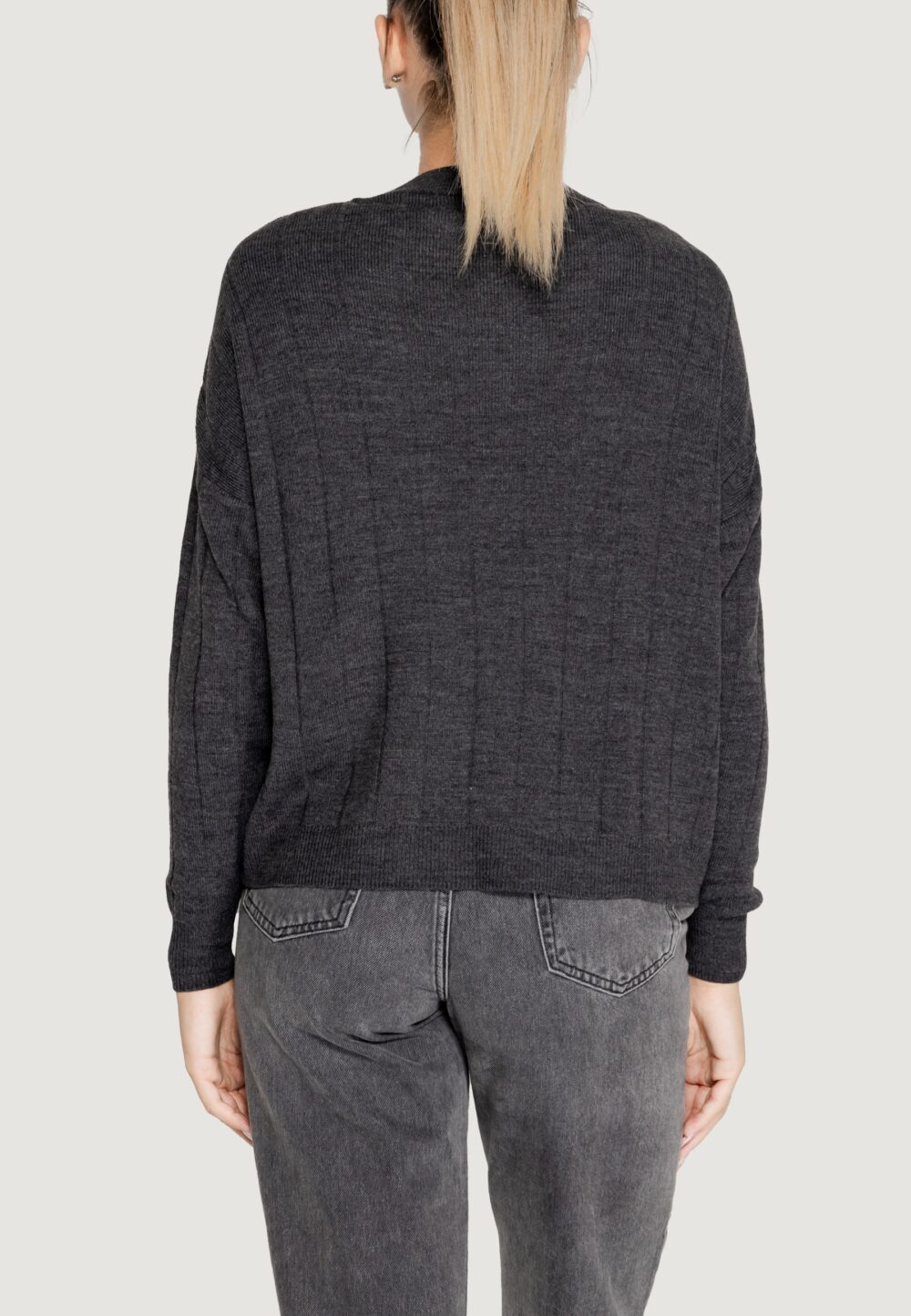 Maglione Only ONLTESS LS O-NECK KNT Grigio Scuro - Foto 3