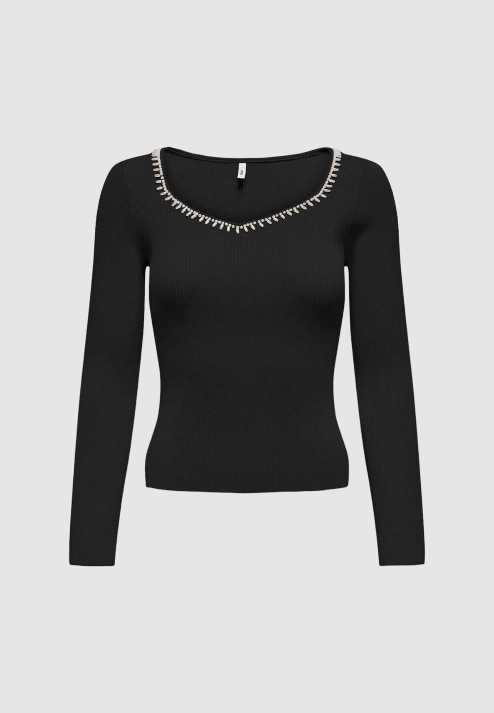 Maglione Only ONLEMMA LS V-NECK PEARL KNT Nero - Foto 1