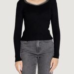 Maglione Only ONLEMMA LS V-NECK PEARL KNT Nero - Foto 3