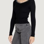 Maglione Only ONLEMMA LS V-NECK PEARL KNT Nero - Foto 4