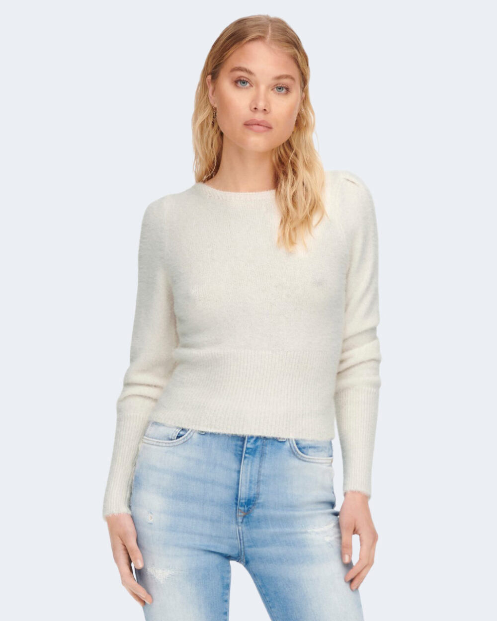 Maglione Only ONLELLA PIUMO L/S PUFF CC KNT Panna - Foto 4