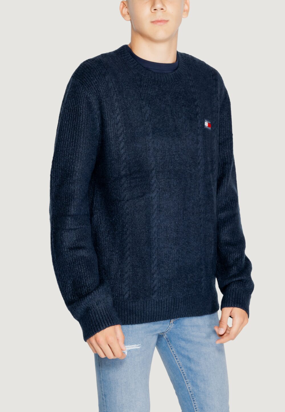 Maglione Tommy Hilfiger Jeans TJM CABLE KNIT Blue scuro - Foto 4