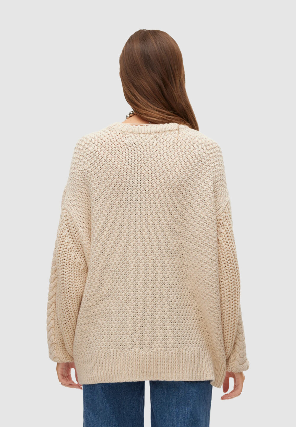 Maglione Vero Moda VMSVEACABLE LS O-NECK PULLOVER GA BOO Beige chiaro - Foto 3